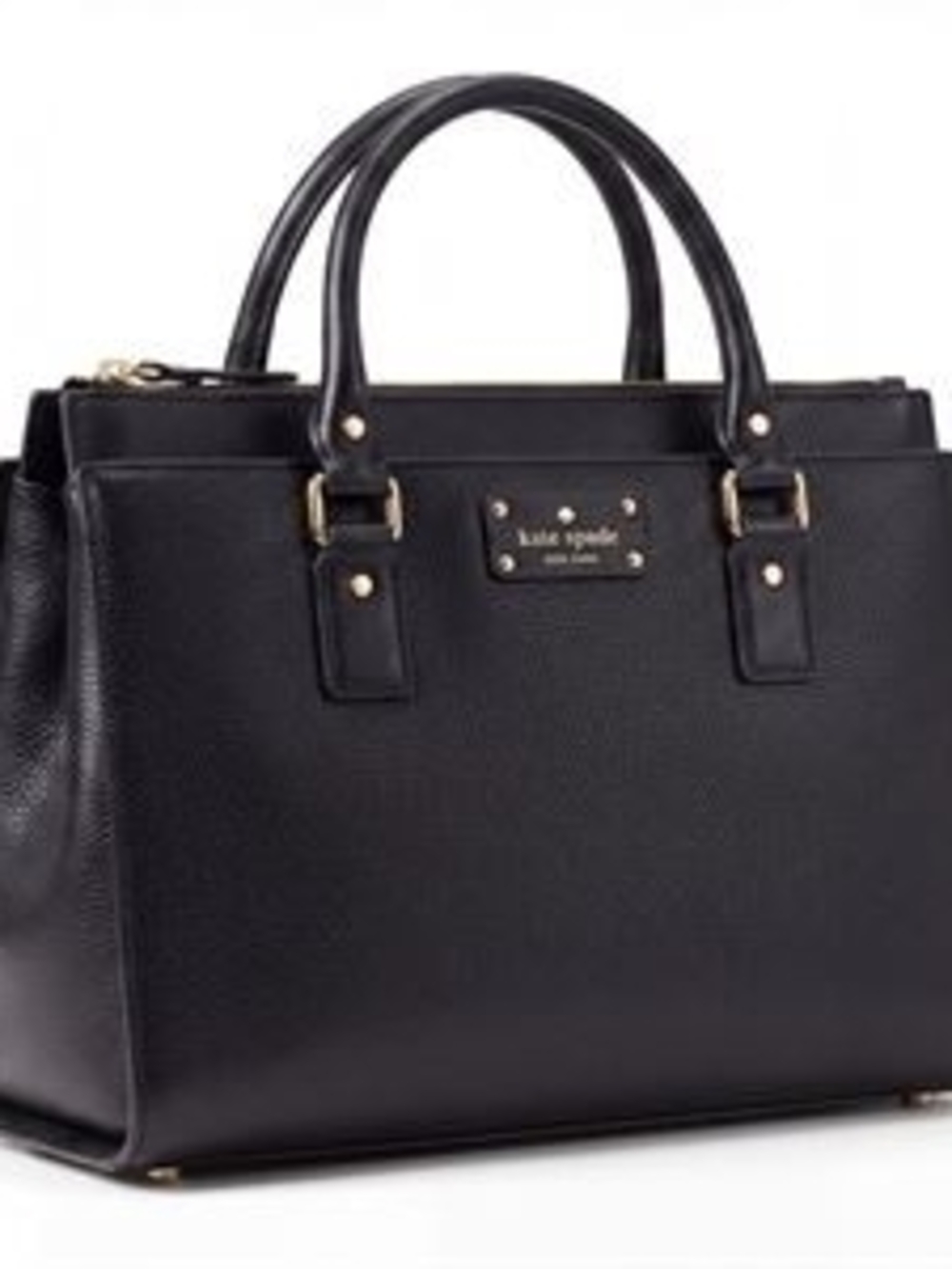 kate spade Black Pebbled Leather Satchel with Gold Hardware